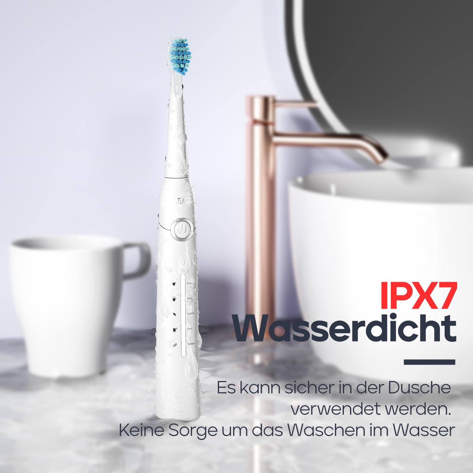 Електрична звукова зубна щітка Seago SG-958 40000 VPM USB 5 режимів White, фото №8