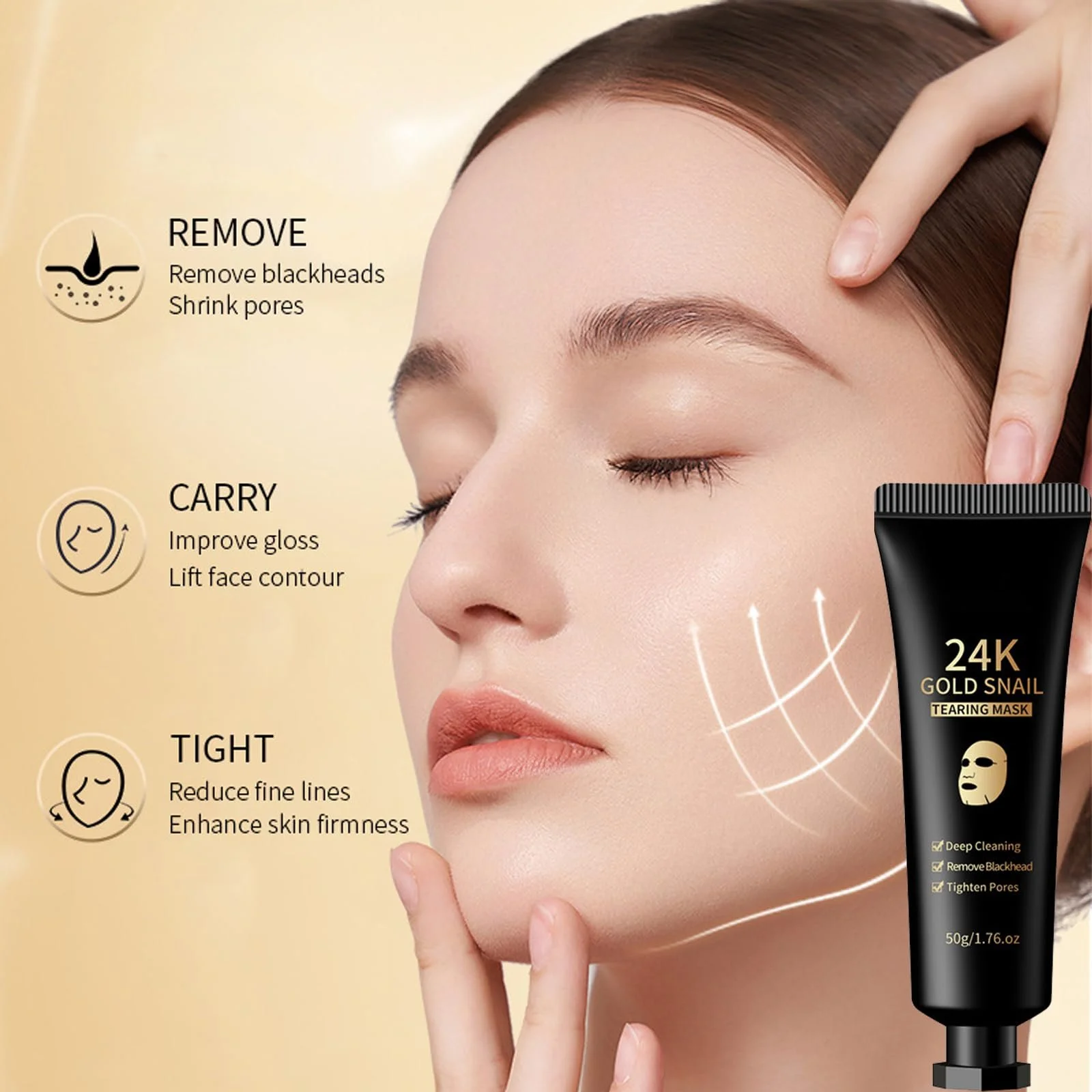 Маска-пленка Золотая 24k Gold Foil Очищение пор, против морщин, увлажнение, фото №2