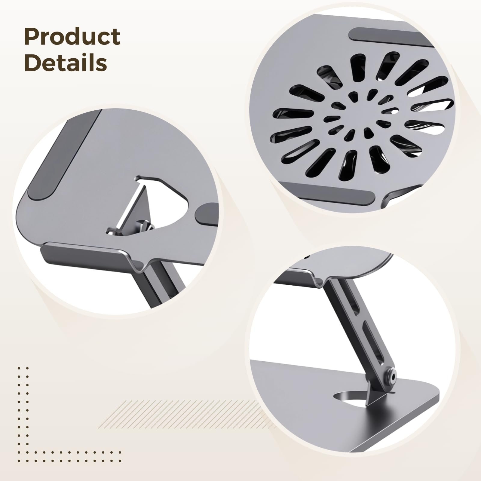 Регульована охолоджувальна підставка для ноутбука з вентилятором, ергономічна, вуглецева сталь з USB охолодженням, нековзна основа, сумісна з пристроями 10-17 дюймів, фото №5