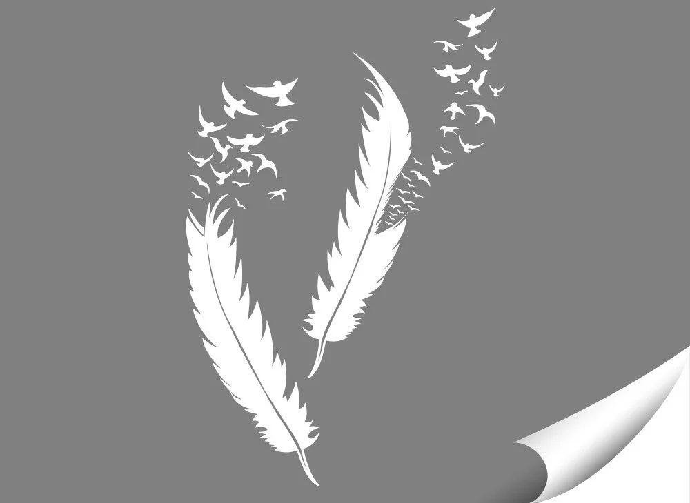 Наклейка на стену Grandora W5382 Feathers with Birds Белая, фото №2