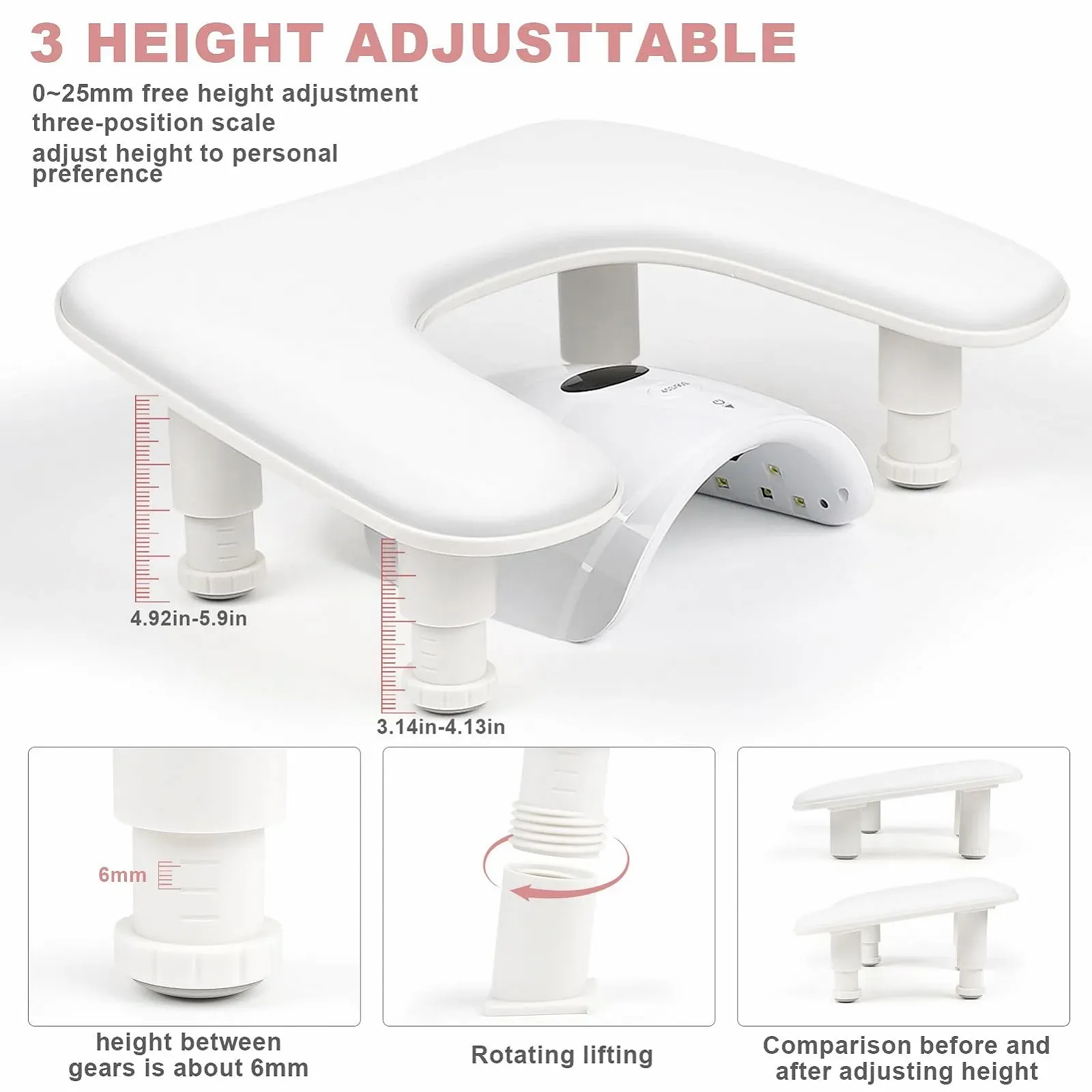 Підставка для рук для манікюру U-подібна Регульована по висоті, фото №2 Підставка для рук для манікюру U-подібна Регульована по висоті, фото №2