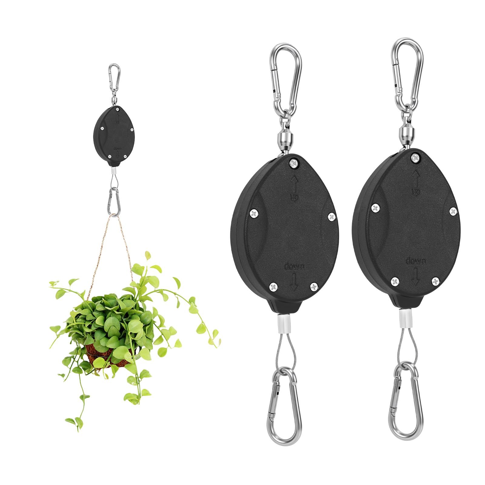 Підвіси для рослин висувні посилені 2 шт. з регульованими роликами нержавіюча сталь з карабінами, фото №1 Підвіси для рослин висувні посилені 2 шт. з регульованими роликами нержавіюча сталь з карабінами, фото №1