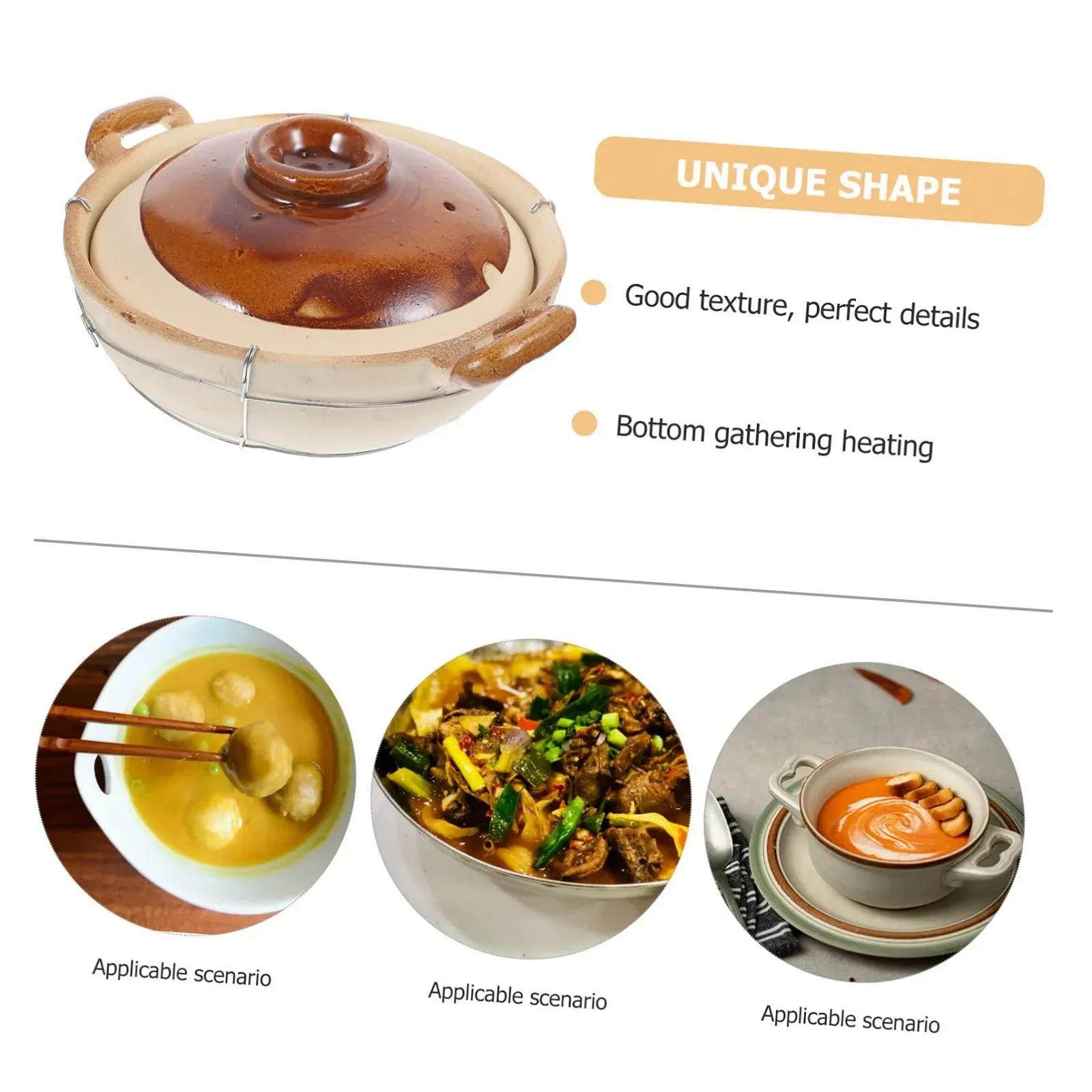 Кастрюля VALICLUD Китайская глиняная с двойной крышкой, фото №7