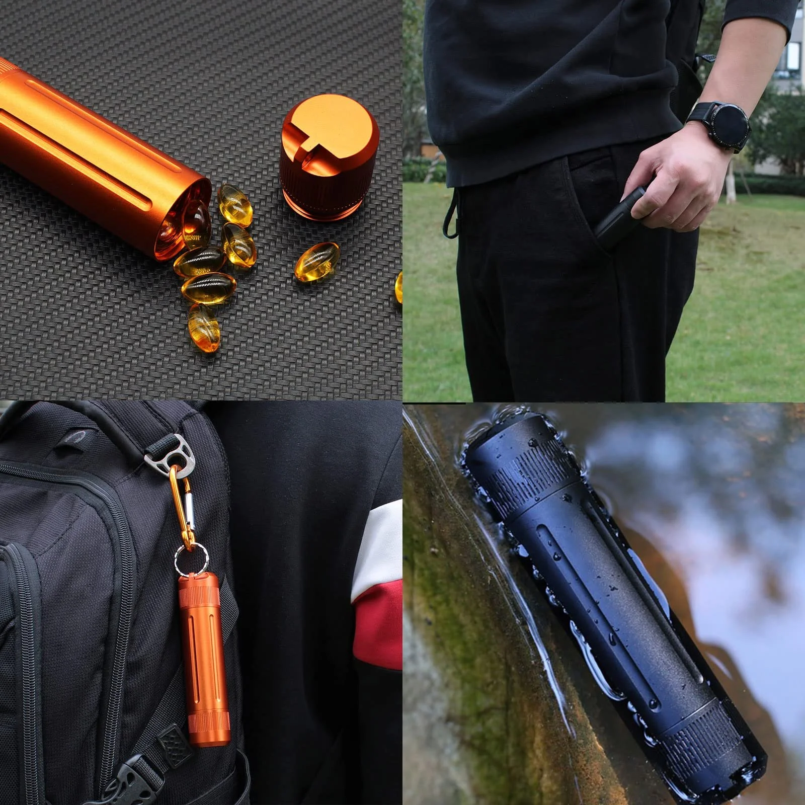 Кейс для EDC аксесуарів TONYFY Алюмінієвий герметичний, брелок, таблетниця, водонепроникна, фото №6