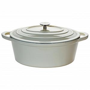 Гусятниця CHEF CUISINE 6.7 L чавунна з кришкою овальна кремова - Фото 1