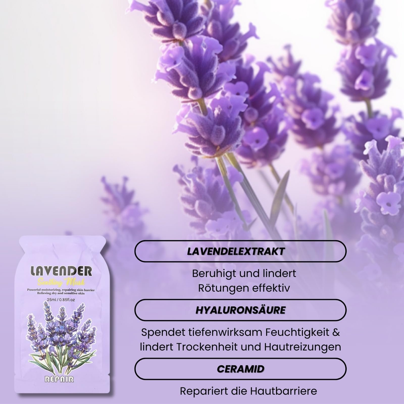 Набор тканевых масок для лица с кокосом, алоэ, лавандой и розой, 8 шт, фото №5