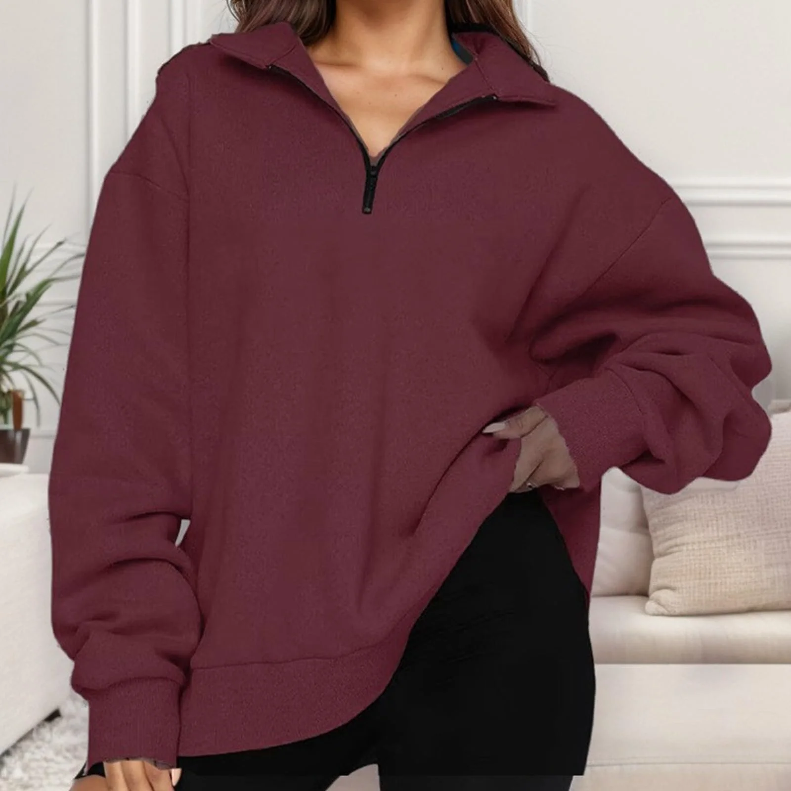 Женские свитшоты на полумолнии Повседневный Милый Спортивный Модный Молния Толстовка Четверть молнии Воротник Длинный рукав Y2K-наряды В стиле кантри Винтаж, фото №5