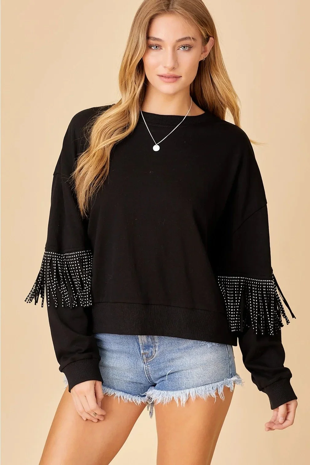 Женская толстовка MAVI FRINGE SWEATSHIRT Black - S, фото №1