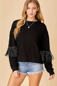 Женская толстовка MAVI FRINGE SWEATSHIRT Black - S - Фото 1