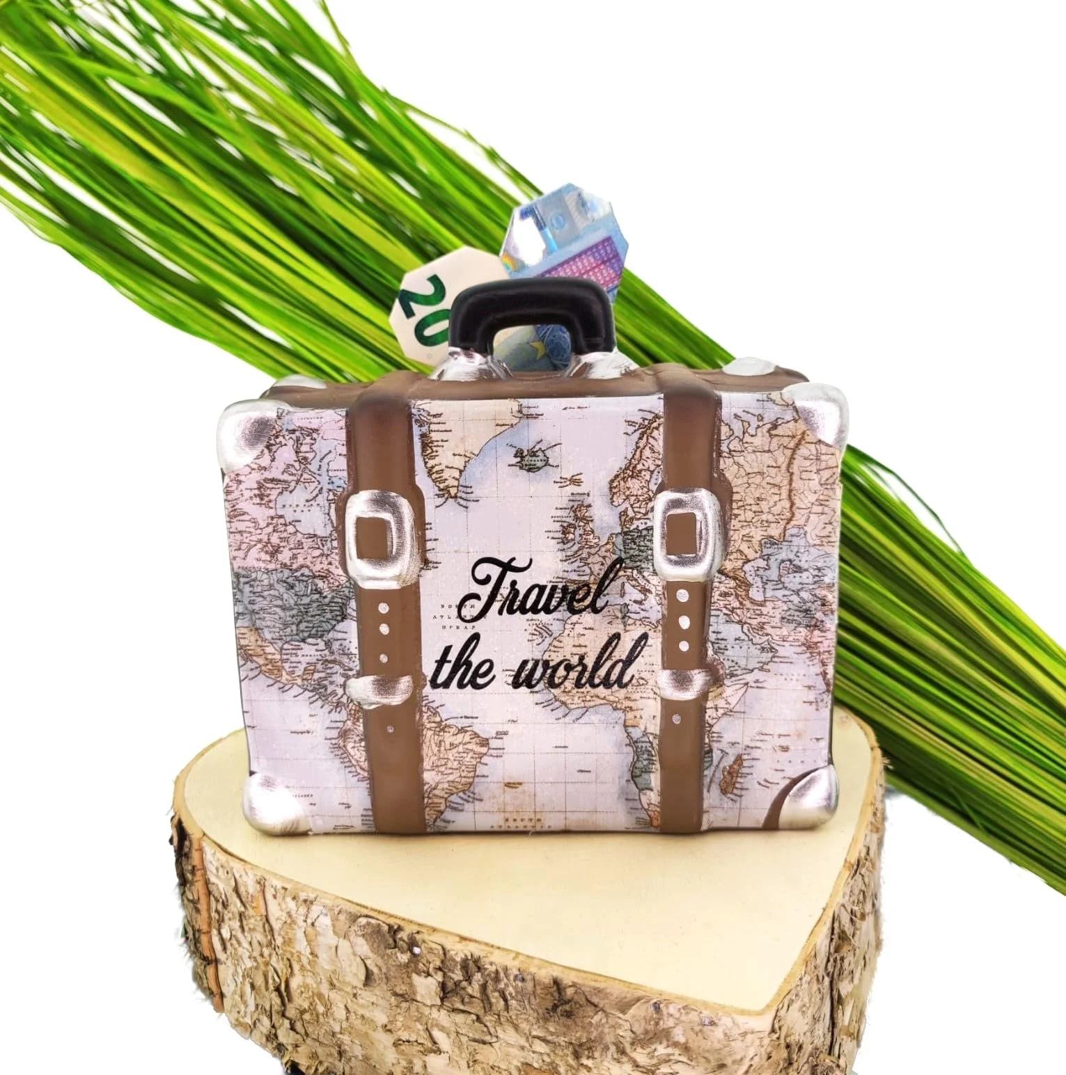 Скарбничка MC-Trend Travel The World дерево та скло Cream, фото №1