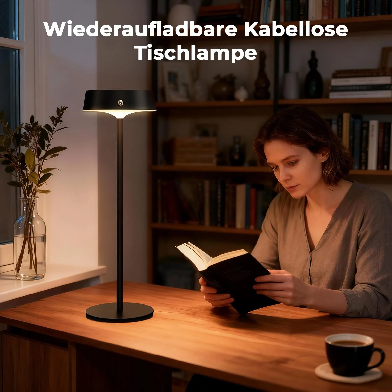 Настільна лампа LED бездротова акумуляторна сенсорна алюмінієва регульована висота IP65 набір 2 шт., фото №6