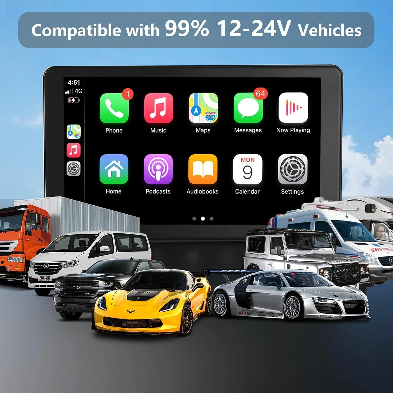 Автомагнітола ITDULCET / 7" / Сенсорна / Apple CarPlay / Android Auto / Bluetooth / WI-FI / GPS / USB / AUX / microSD slot, фото №5