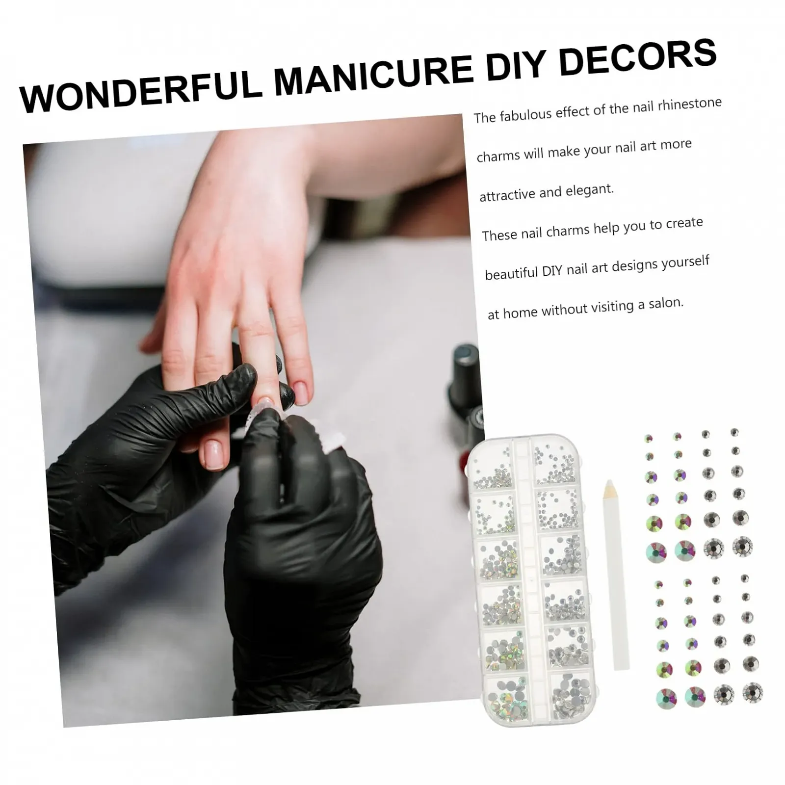 Украшения для ногтей FRCOLOR 5 наборов Стразы в форме бриллиантов с клеем для лица Плоская задняя часть для ногтей, фото №8