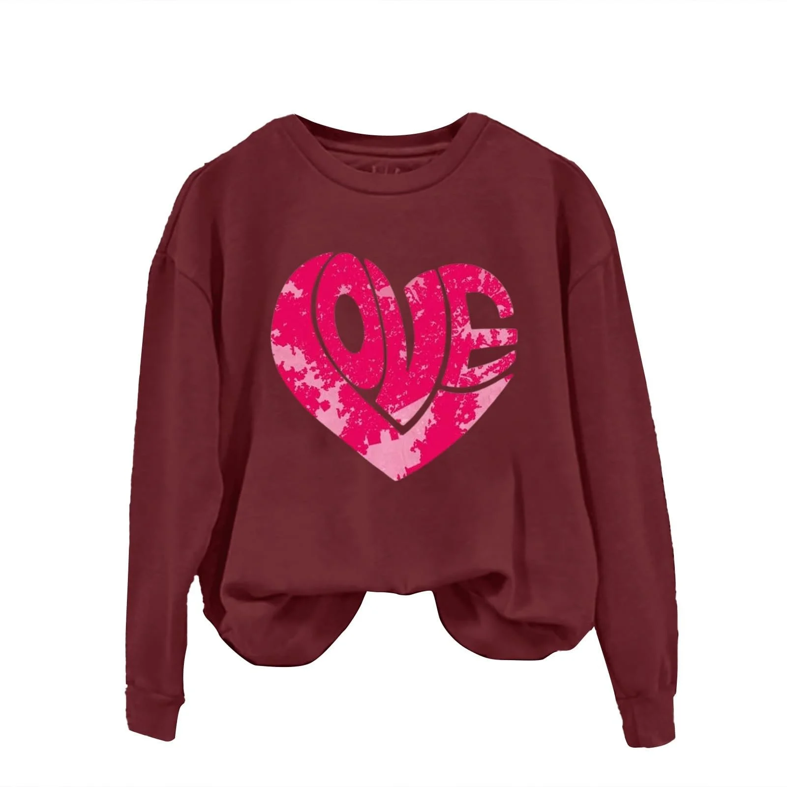 Женский свитшот на День святого Валентина, Пуловер, Свитшот на День святого Валентина, Милая рубашка с графическим сердцем, Легкий повседневный лонгслив с круглым вырезом, Маленькие куртки, фото №2