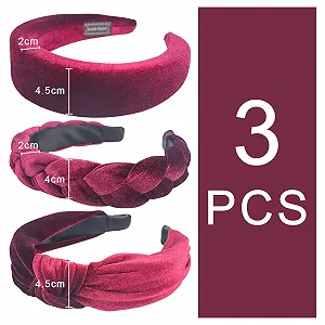 Обруч бархатный elthmpr Braided Красный Набор 3 шт synthetic.ua - Фото 1