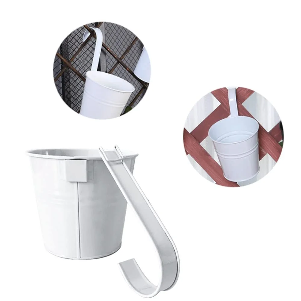 Підвісні вазони Набір з 4 шт. Металеві зі знімними гачками та дренажним отвором Білі, фото №6 Підвісні вазони Набір з 4 шт. Металеві зі знімними гачками та дренажним отвором Білі, фото №6