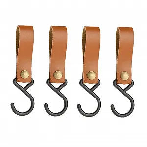Гачки для кемпінгу TOSSPER 4 шт. зі шкіри PU S-подібні для стійок та одягу - Фото 1