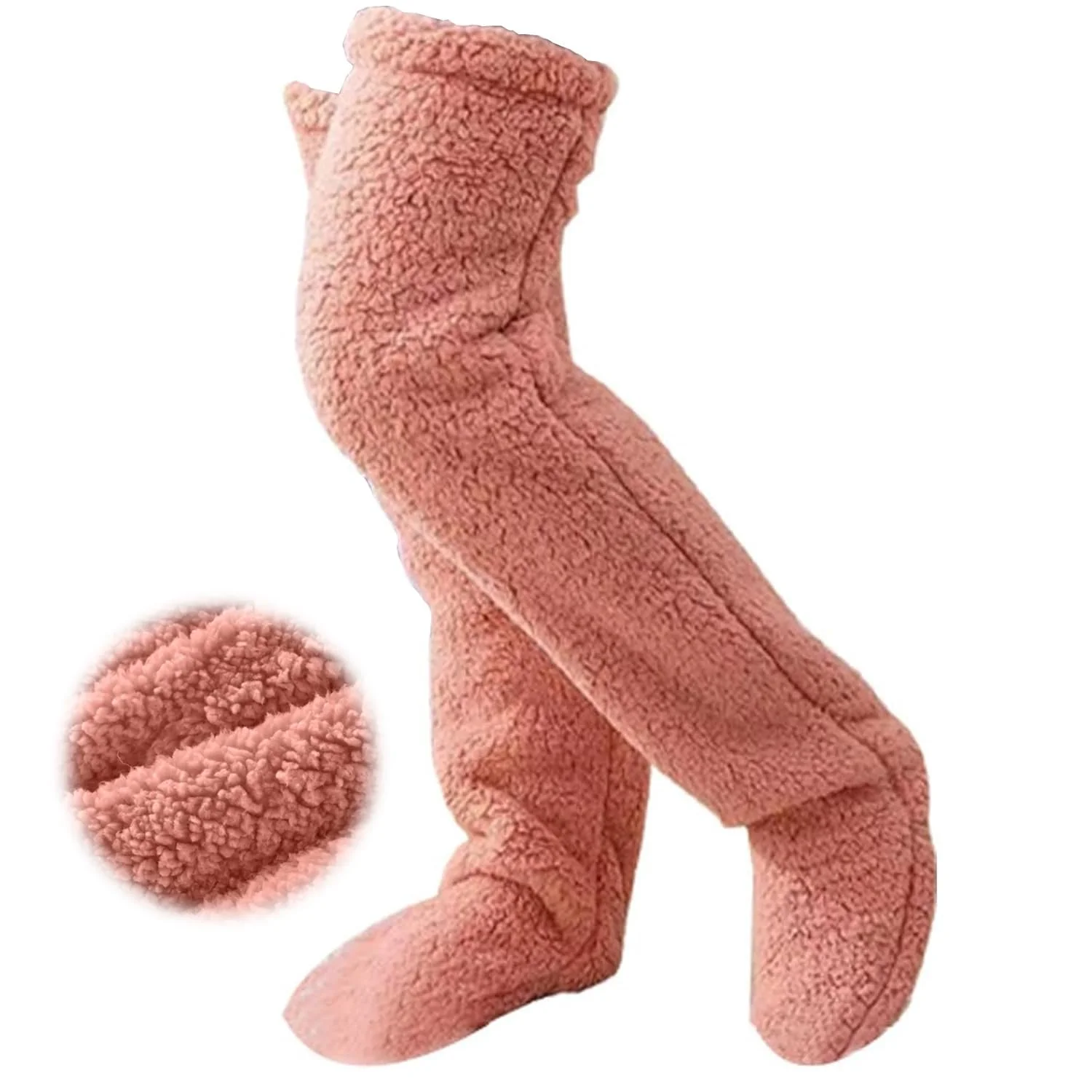 Плюшевые чулки выше колена Пушистые Женские плюшевые чулки выше колена Мягкие носки Гетры Женские зимние теплые носки Зимние теплые носки для сна Женские чулки Гетры розовые, фото №1
