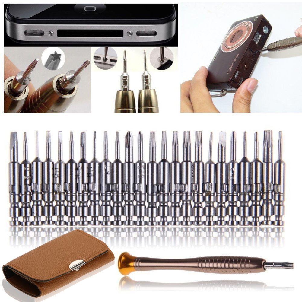 Комплект отверток Mini 25-в-1 электронный Torx инструмент для вскрытия для iPhone, камер, часов, планшетов, ПК коричневый, фото №2