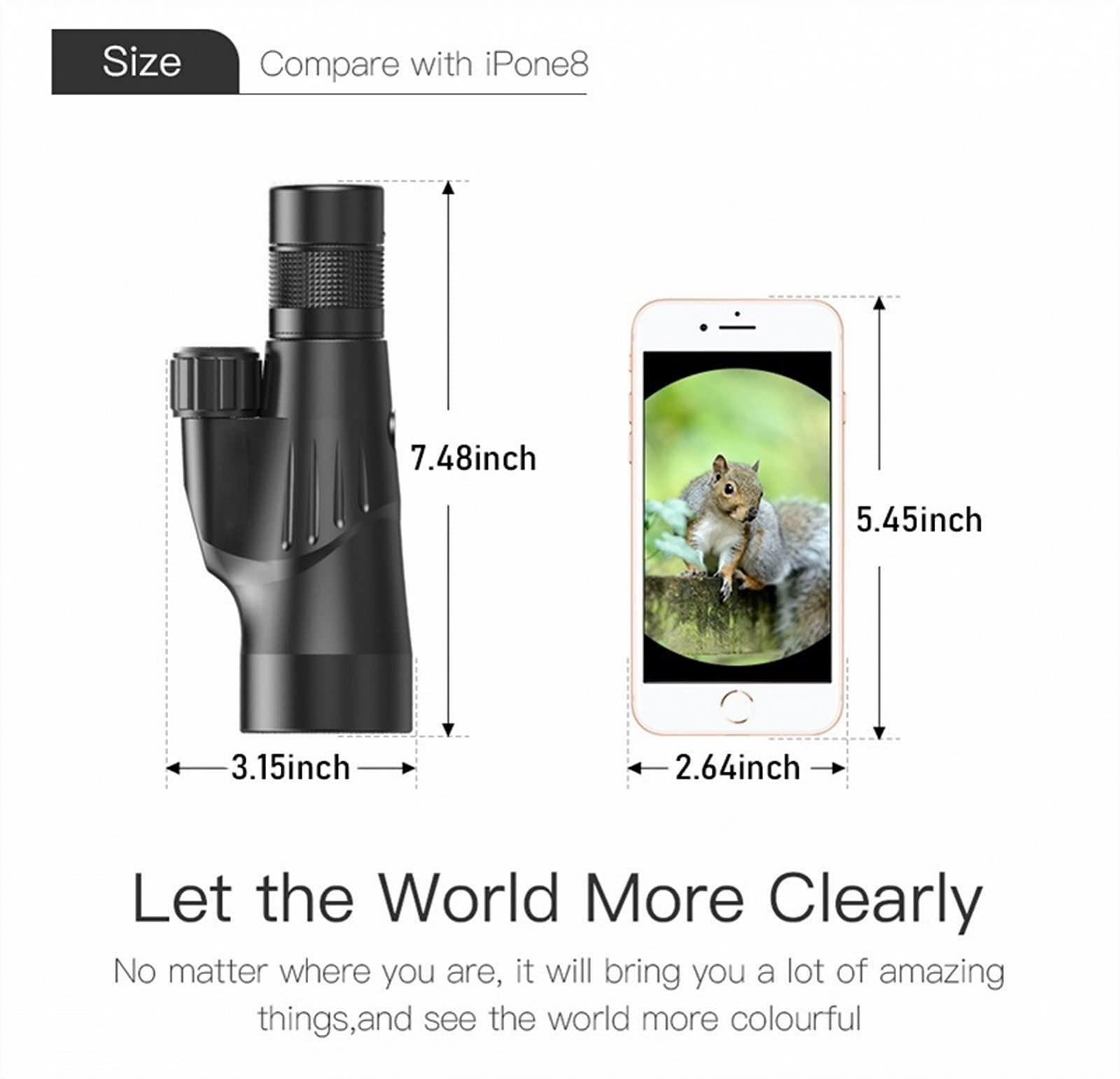 Монокуляр Portable 10-30x50 HD монокуляром з треногою та серветкою для очищення лінзи, Супер Зум, Одноручний низьке світлове бачення, фото №7