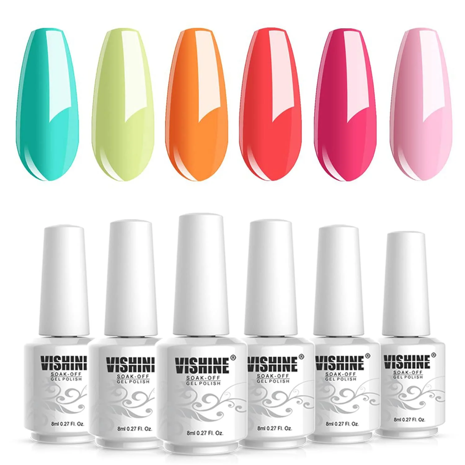 Гель-лак Vishine Series Summer Spring 6 цветов, УФ, для дизайна ногтей, набор 8 мл, фото №3