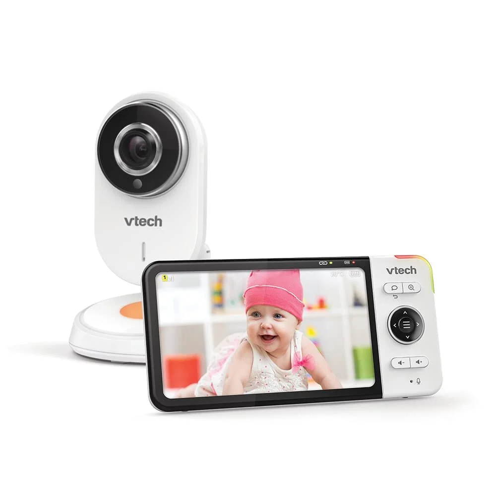 Відеоняня VTech BM818, 5-дюймовий ультратонкий HD-дисплей, нічник та колискові 720p, білий, фото №7