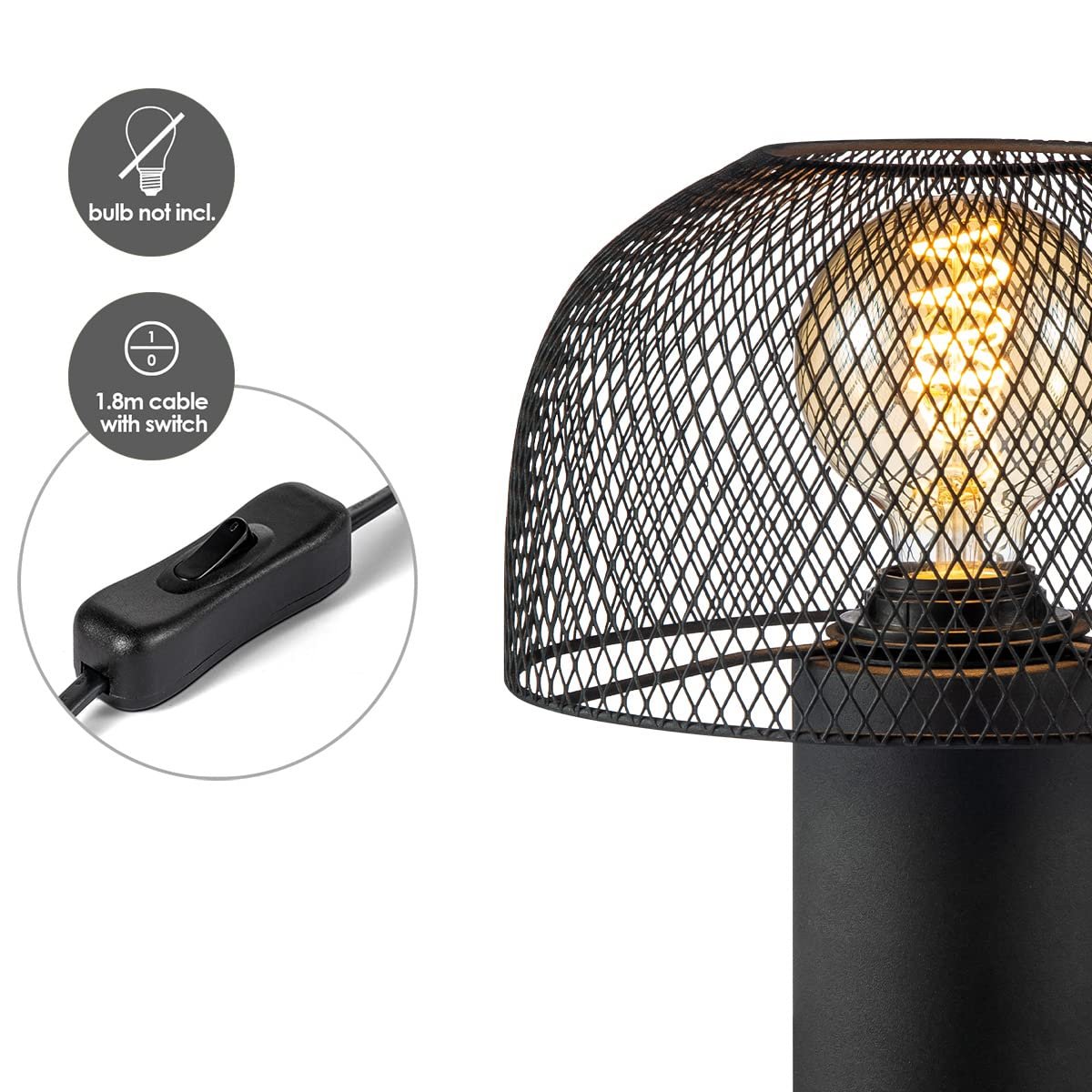 Настільна лампа Home Sweet Home Modern Mushroom 23/23/28 см чорна метал для LED E27, фото №5