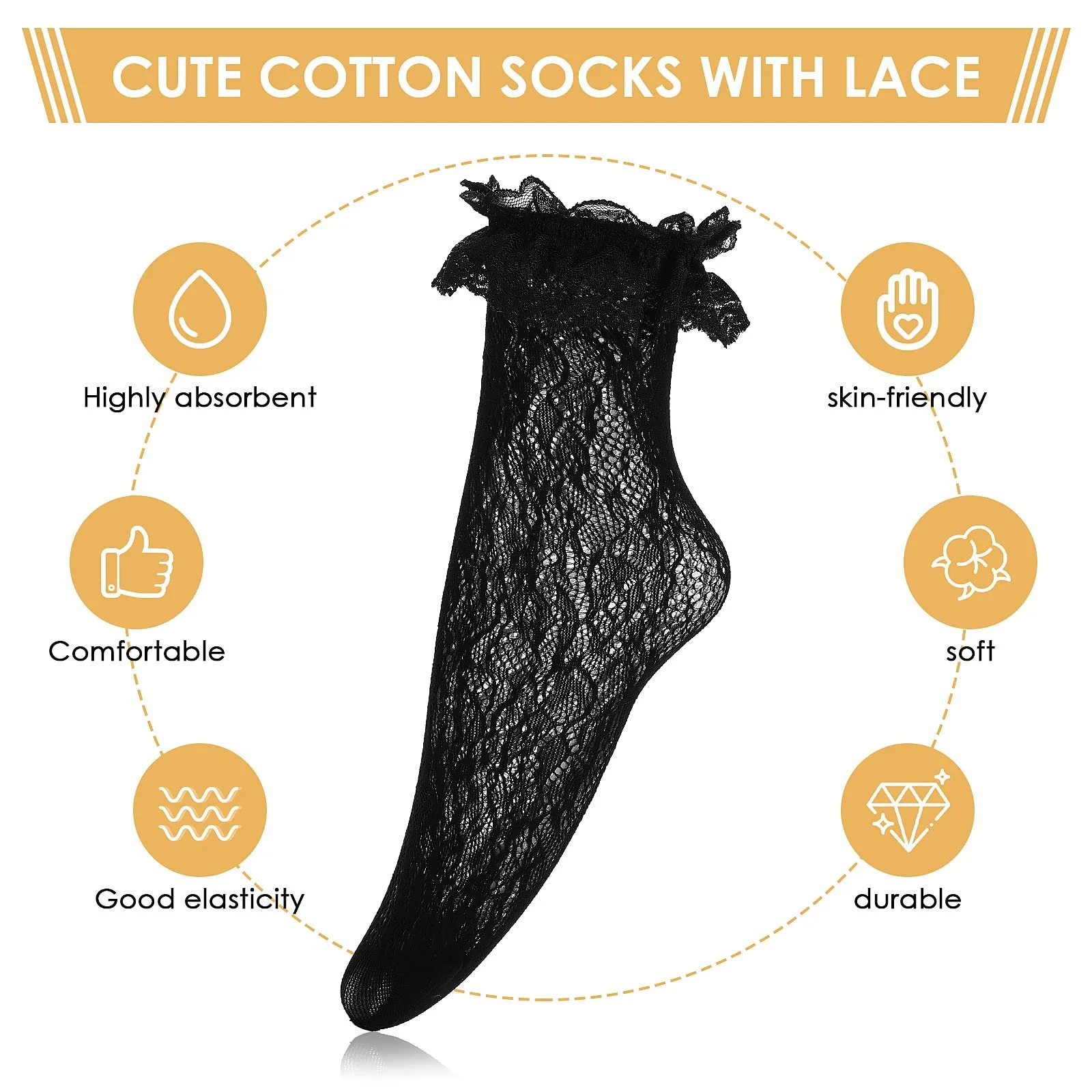 Шкарпетки Yolev з рюшами, 3 пари, фото №3 Шкарпетки Yolev з рюшами, 3 пари, фото №3