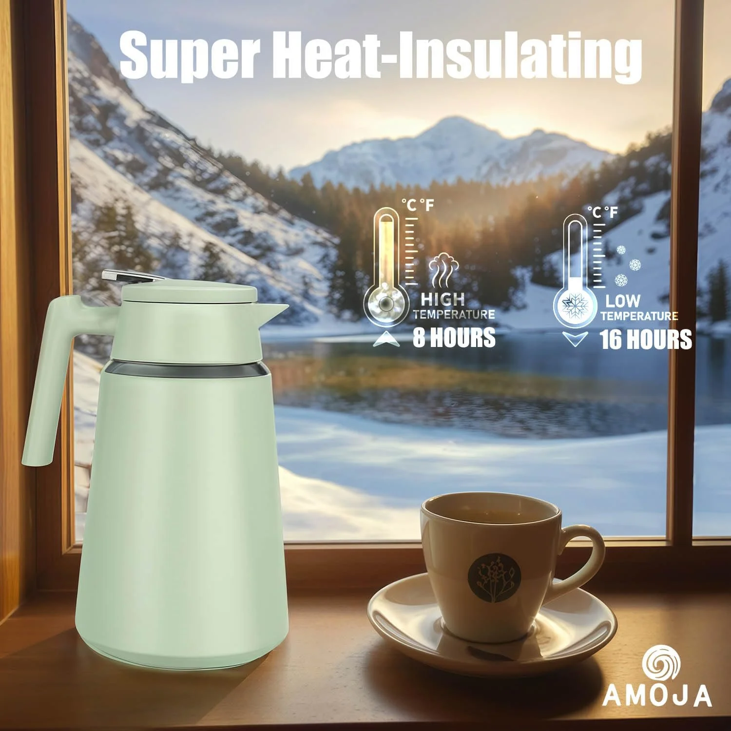 Термос-кавник 1.5 л, нержавіюча сталь 304, подвійні стінки з вакуумною ізоляцією, 8 годин тепла / 16 годин холоду, фото №2