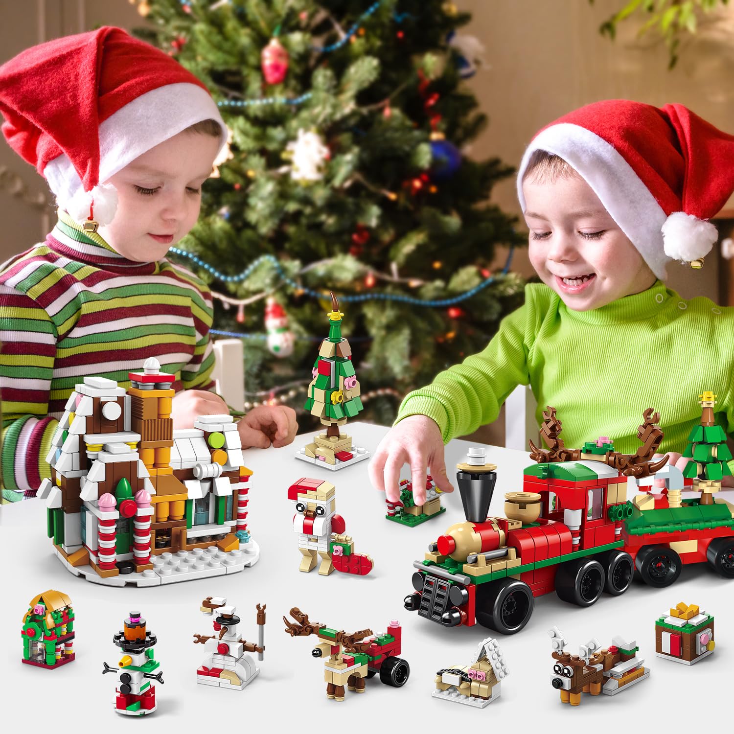 Набір HOGOKIDS Різдвяний Конструктор 28-в-1 з LED Світлом, фото №7