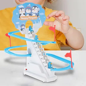 Музыкальная игрушка-трек пингвины на горке 3311 Happy Penquim синий с белым synthetic.ua - Фото 1