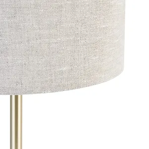 Настільна лампа Qazqa Simplo Design Classic Латунь 35 см Сталь Кругла LED E27 Світло-сірий synthetic.ua - Фото 1