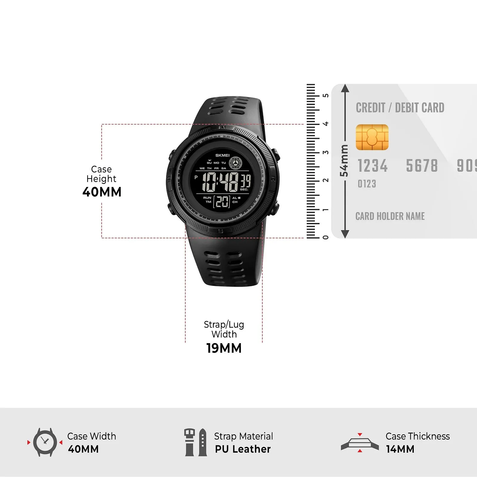 Цифровий спортивний годинник SKMEI Чорний, фото №9 Цифровий спортивний годинник SKMEI Чорний, фото №9