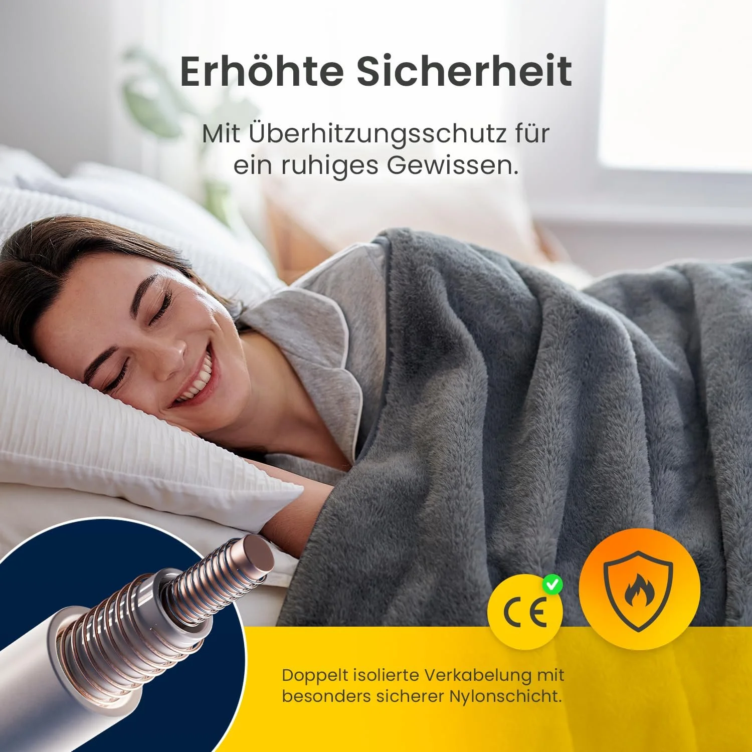 Электрическое одеяло Cosi Home Luxury с автоматическим отключением и защитой от перегрева 180 x 130 см, фото №6