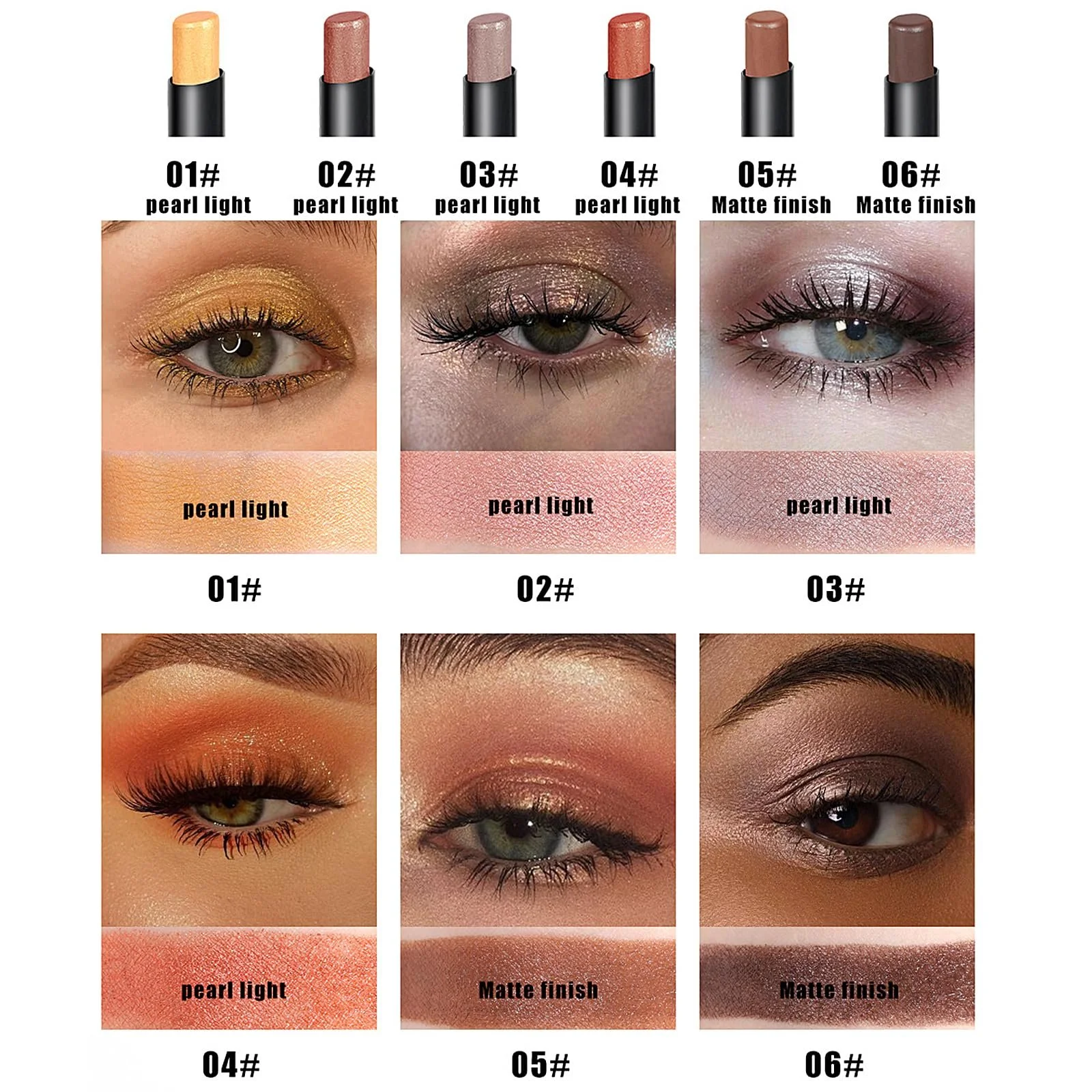 Набор Тени Кремовые Матовые и Перламутровые 6 цветов, фото №4 Набор Тени Кремовые Матовые и Перламутровые 6 цветов, фото №4