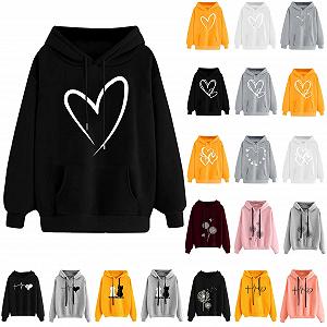 Жіноче худі з капюшоном з принтом сердець Love synthetic.ua - Фото 1