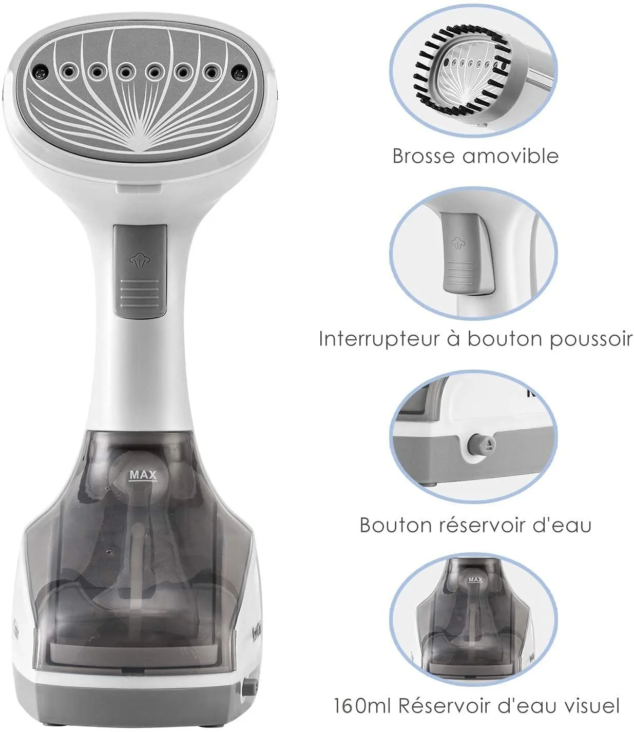 Вертикальный отпариватель KotiCidsin 20 г/мин 160 мл Серый/Белый, фото №5
