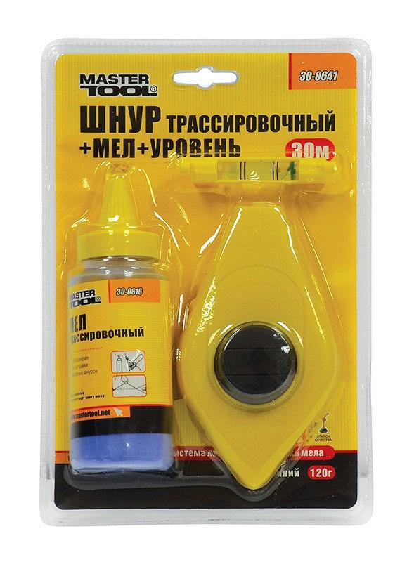 Набір трасувальний MASTERTOOL шнур 30м/крейда/рівень 30-0641, фото №2
