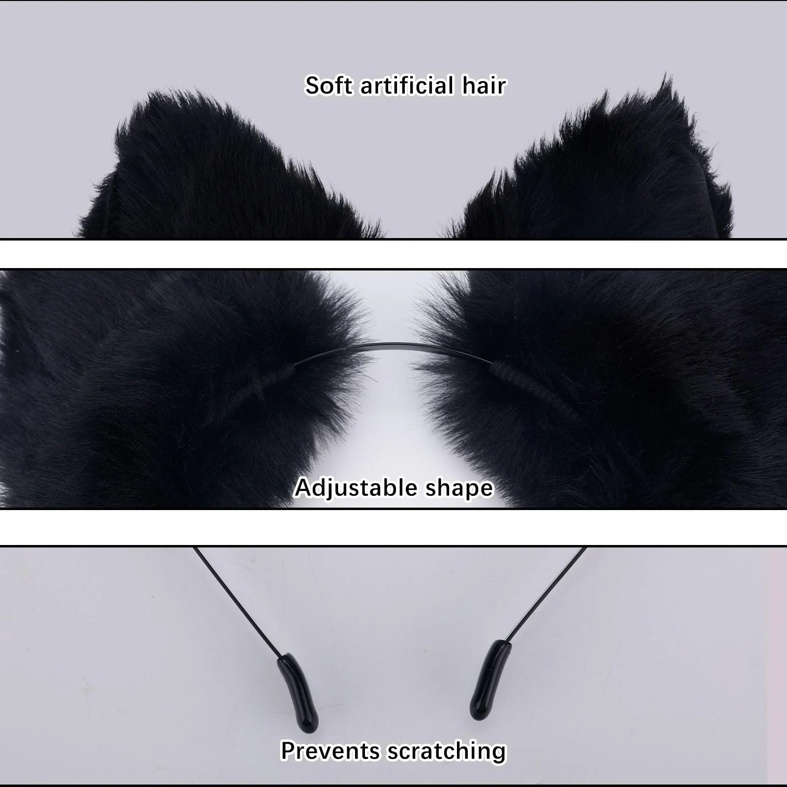 Обруч Вушка котика Чорний Оксамит для жінок, для дорослих та дітей, фото №4