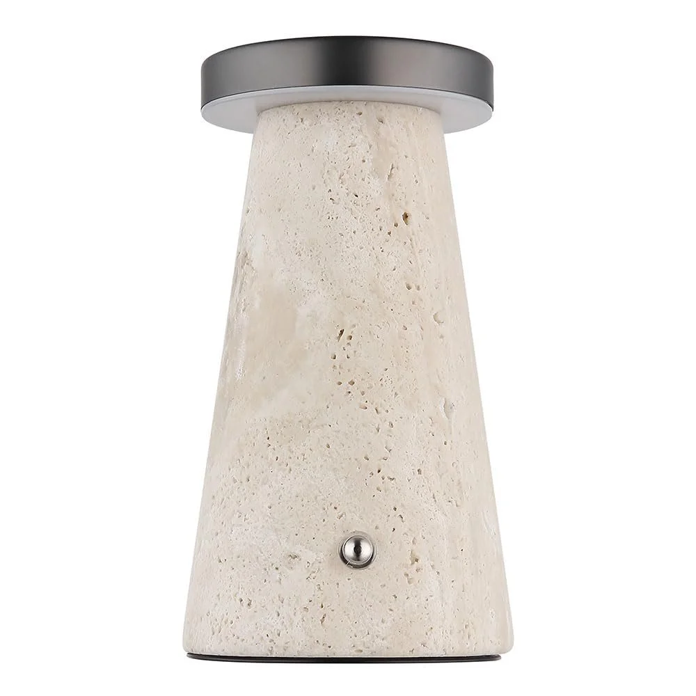 Настольная лампа GLOBO LED Аккумуляторная Сенсорная Камень Травертин CCT 1.2 Вт 138 лм 9x16 см Черный хром, фото №6