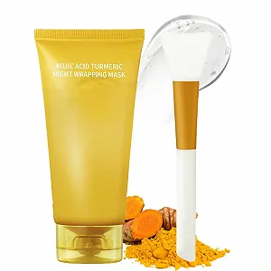 Ночная маска для лица с куркумой и койевой кислотой против недостатков с пленкой коллагена, питает тусклую кожу, уменьшает блеск и способствует подтягиванию кожи - Фото 1