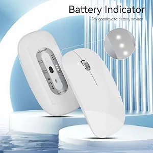 Миша Uiosmuph Бездротова, Tri-Mode (Dual Bluetooth 5.1 + 2.4GHz), Тиха, Перезаряджувана, Біла synthetic.ua - Фото 1