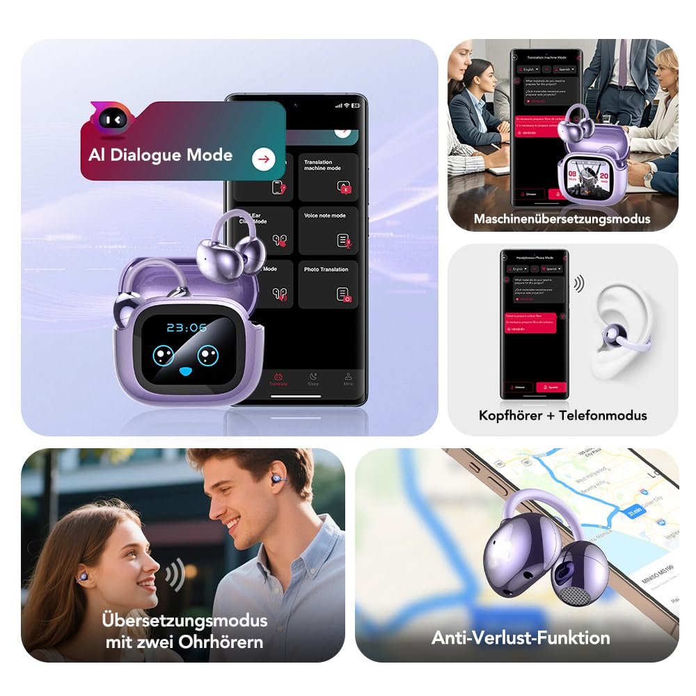 Навушники-перекладачі AI NE32, 3-в-1, 136 мов з додатком, бездротові, фото №8 Навушники-перекладачі AI NE32, 3-в-1, 136 мов з додатком, бездротові, фото №8