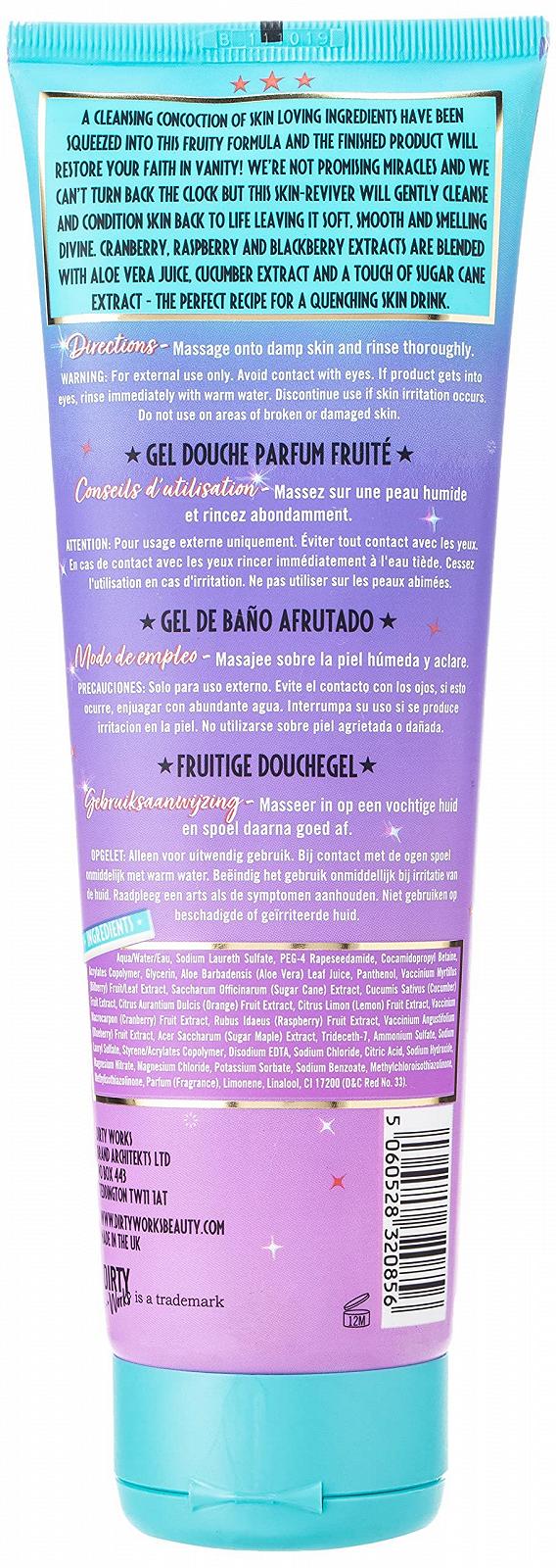 Гель для душу Dirty Works Fountain of Juice Fruity Cranberry and Aloe Vera 280 мл, фото №2