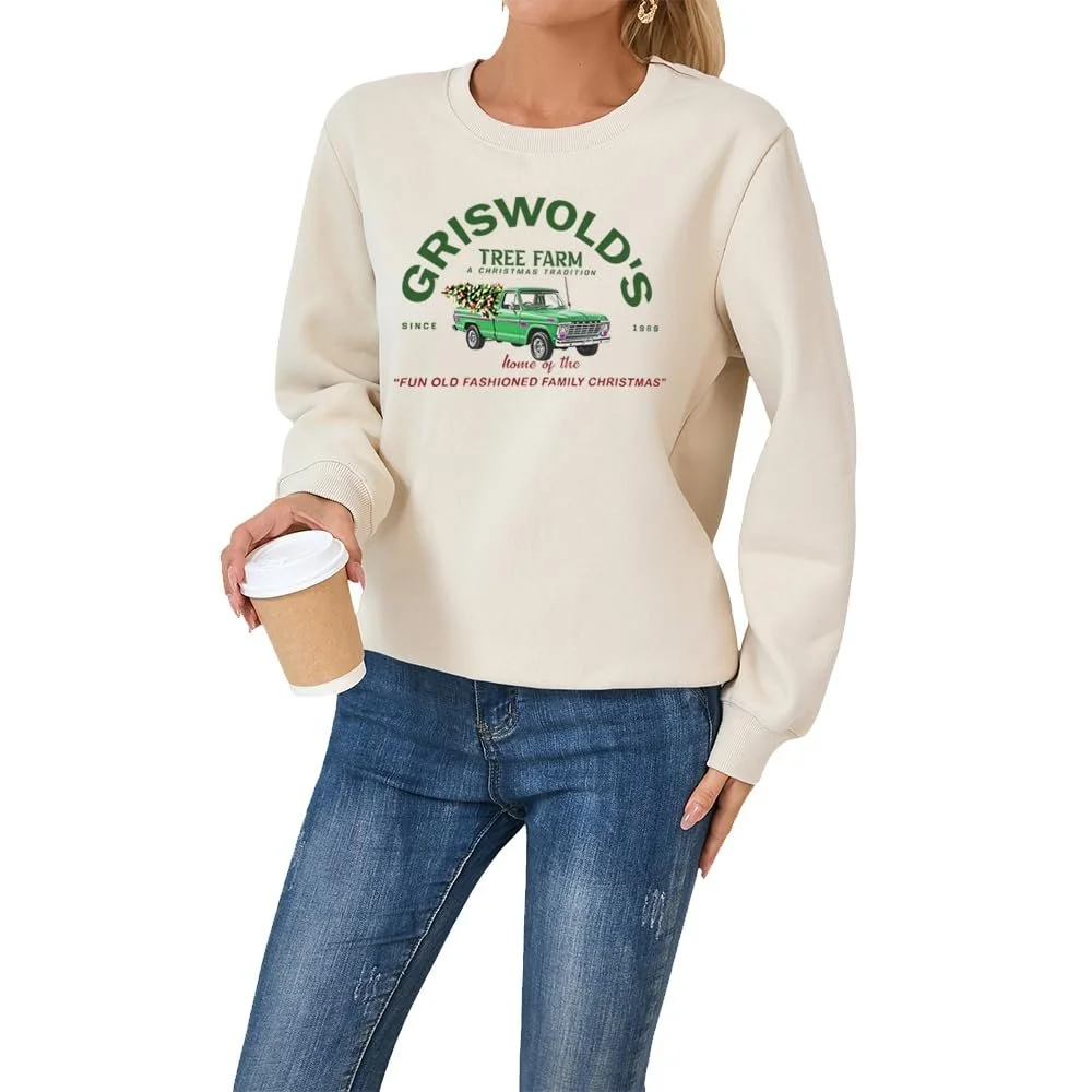 Женский Свитшот MLZHAN Griswold's Tree Farm, Теплый Осенний Зимний Рождественский Семейный Принт, Длинный Рукав, фото №1