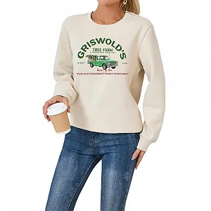 Женский Свитшот MLZHAN Griswold's Tree Farm, Теплый Осенний Зимний Рождественский Семейный Принт, Длинный Рукав - Фото 1