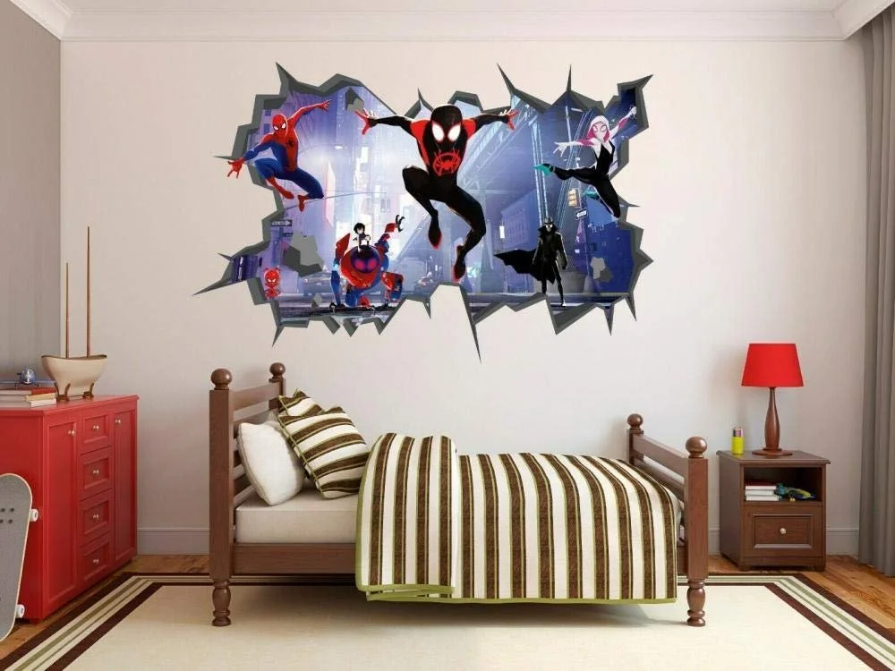 Наклейка на стіну Spider Mile Morales 3D вінілова, фото №1 Наклейка на стіну Spider Mile Morales 3D вінілова, фото №1