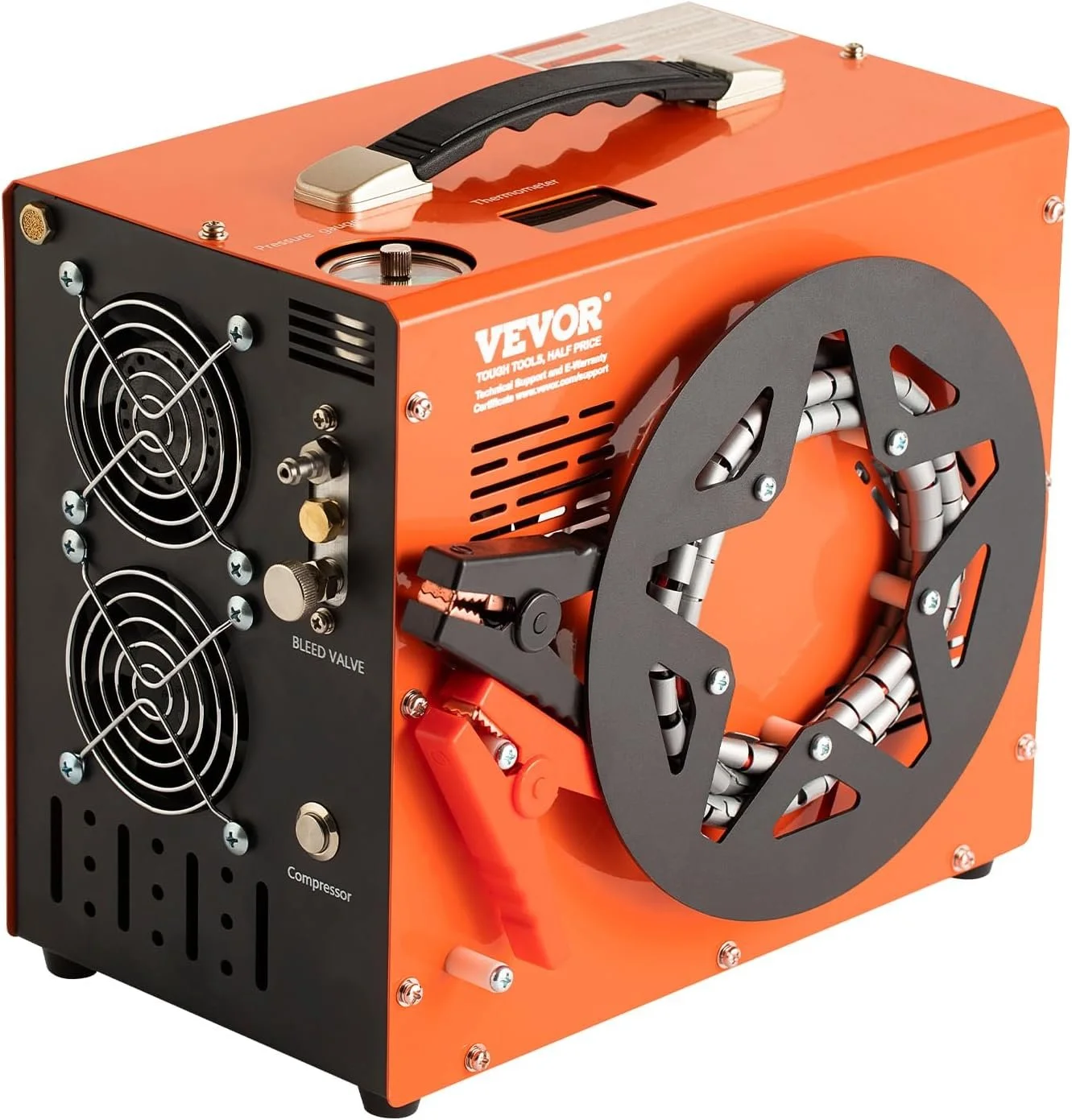 Портативный воздушный компрессор VEVOR 30MPa PCP 12V/AC 230V со встроенным преобразователем для оружия пневматического дайвинга Оранжевый, фото №2