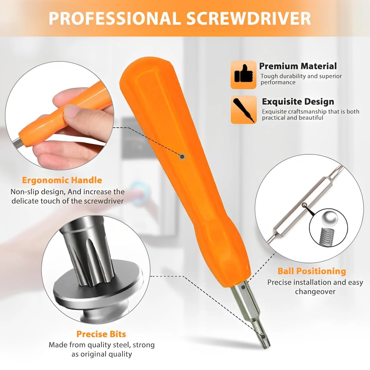 Викрутка для дверного дзвінка зі змінними двосторонніми бітами T6 T15, фото №3