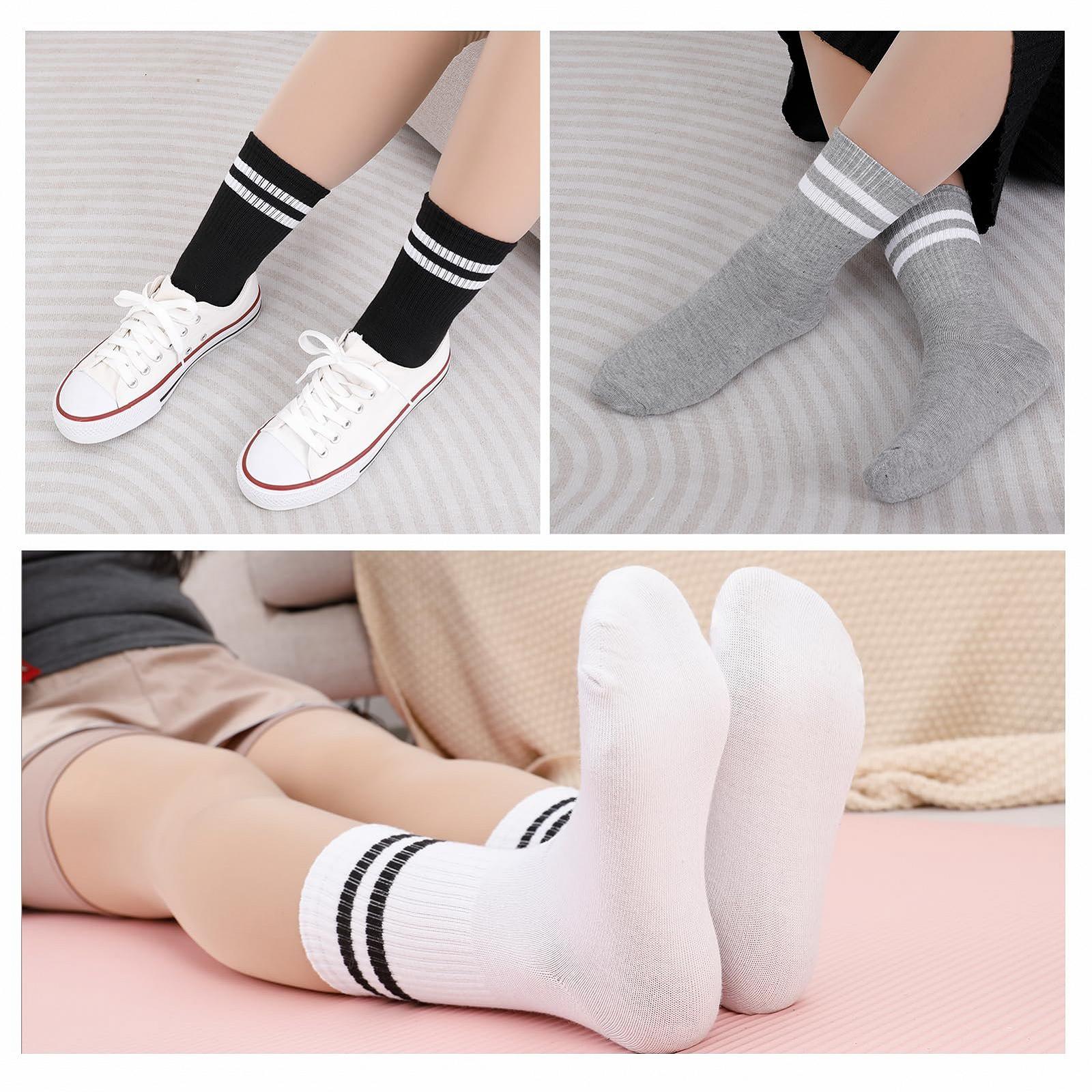 Носки Полосатые Мужские Женские Спортивные Хлопковые Черный, Серый, Белый (6 пар), фото №5